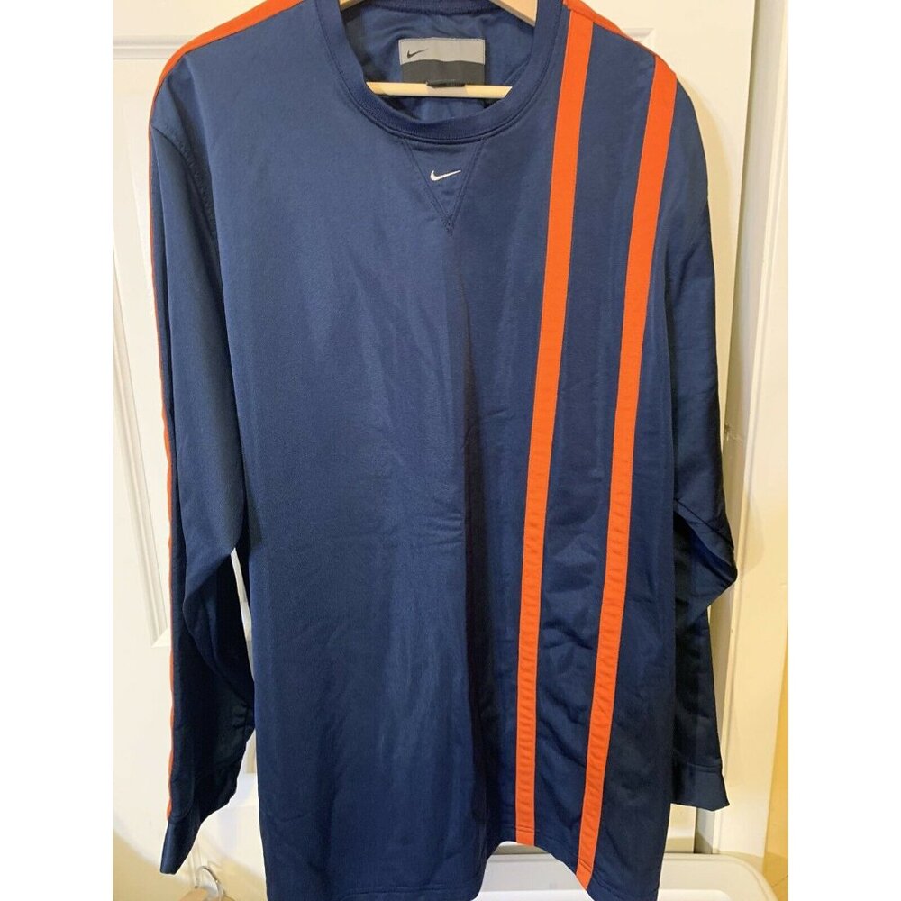 VTG 90s Nike‎ Center Swoosh Tonal Striped Polyester Longsleeve Soccer Jersey XXL